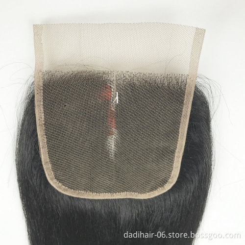 Natural Straight 3 bundles with a closure Silky Straight Virgin Human Hair Mixed Lengths Natural Color